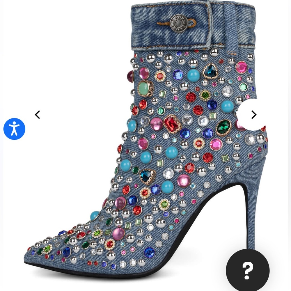 NWT Jeffrey Campbell B-Dazzled denim booties